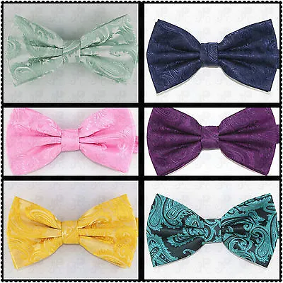Men's Pre-Tied Butterfly Bow Tie Paisley Microfiber Bowtie Only BT600 • $11.39