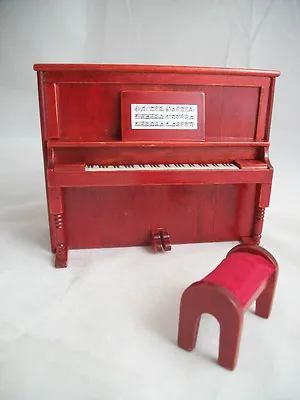 Upright Piano W/ Bench T3452  Miniature Dollhouse Furniture Wooden 2pc • $13.12
