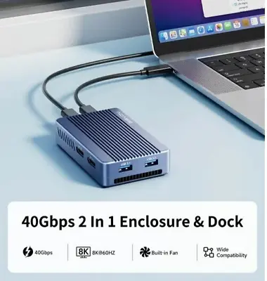 Acasis 6-in-1 40Gbps Thunderbolt 3 M.2 NVMe SSD Enclosure Docking Station USB-C • £149