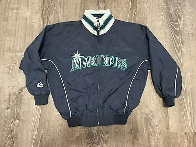 Youth M Seattle Mariners Puffer Jacket Medium Genuine Merch Zip Up Majestic MLB • $39.99