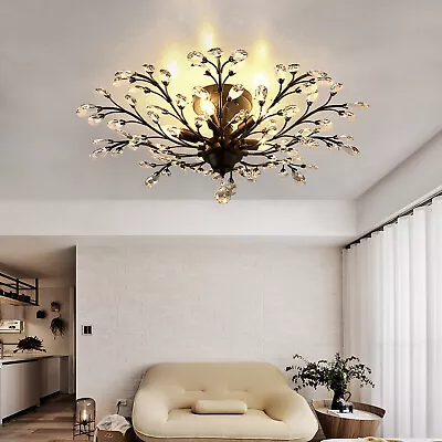 5-Light Crystal Chandelier Light Branches Ceiling Pendant Light Vintage Fixture • $77.01