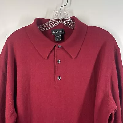 Enzo Mantovani Cashmere Silk Polo Long Sleeve Henley Sweater Mens Sz L Italy • $44.99