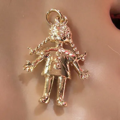 9ct Gold New Solid Rag Doll Charm • £249.95