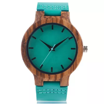 Lovers Wooden Watches Men Women Turquoise Blue Timepieces Gift Relogio Masculino • $27.49