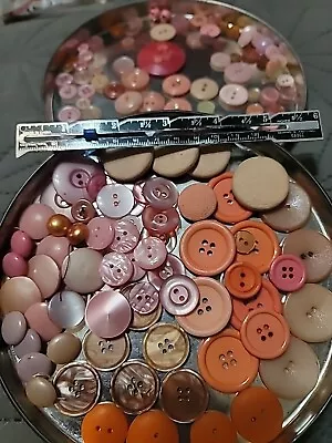 Antq Vtg Huge Lot Of PINKS & Corals Glass Bakelite Lucite & Plastic Buttons SETS • $26.44