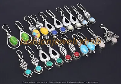Turquoise & Mix Gemstone Earring 10pcs Wholesale Lot 925 Silver Plated Earrings • $14.24
