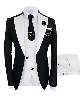 Men Suits 3Pieces Blazer+Vest+Pants Notch Lapel Formal Groomsmen Tuxedo Wedding • $83.69