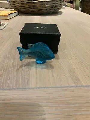 Lalique Crystal Fish Sculpture: Damsel Demoiselle Turquoise Brand New Boxed • £100