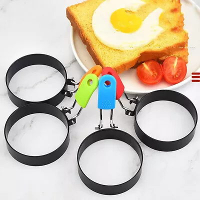 4PCS Portable Round Non Stick Egg Frying Rings Circle Fried/Poach Mould Pancake • £6.99