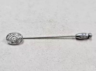 Vintage 14k White Gold Stick Pin With Diamond 1.3 Grams • $67.50