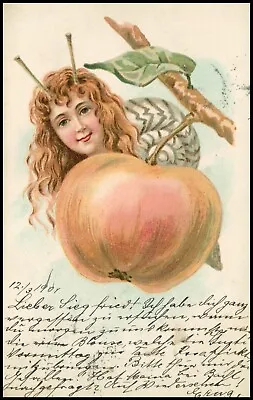 Fantasy: Girl Snail On Apple. Posted Vienna 1901. K4 • £12.99