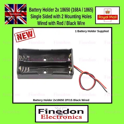 Battery Holder Black Box 2x 18650 Wired Red Black PCB Box Enclosure Arduino • £2.42