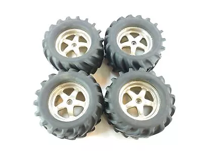 Vintage Traxxas T-Maxx E-Maxx Chevron Tractor Tires On 14mm Hex Wheels Used • $29.99