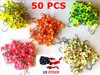 50 PCs 1/8 1/16 1/32 Oz Lead Jig Head Fishing Hooks Jig Round Heads Crappie USA • $9.99