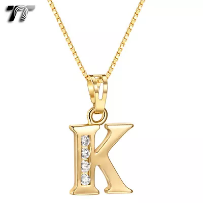 TT 18K Gold GP Letter L Pendant Necklace With Box Chain (NP327K) NEW • $11.74