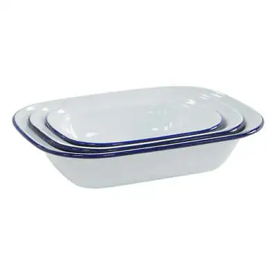 FALCON ENAMEL PIE DISH STEAK PUDDING ASHET BAKING OBLONG OVEN WHITE TIN Sizes • £7.49