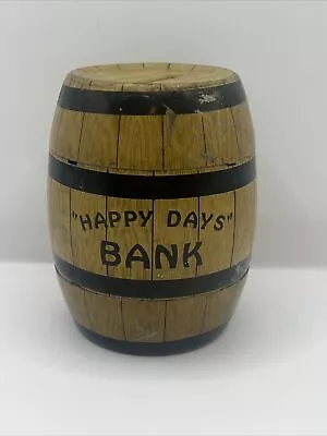 Vintage J. Chein Tin Litho  Happy Days  Metal Barrel Piggy Bank Works • $0.99