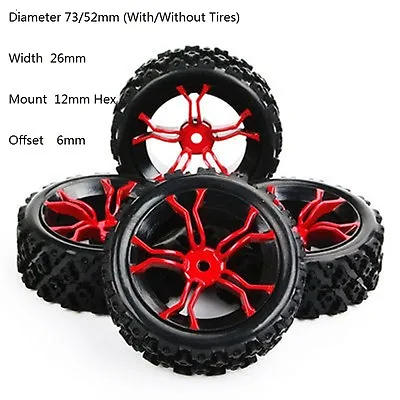 4Pcs 1/10 Rally Tire Wheel 12mm Hex For HSP HPI RC 1:10 Off Road Model Car Tyres • £16.79