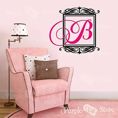 Monogram Initial Personalized Custom Frame Vinyl Wall Decal Sticker Decoration • $28.99