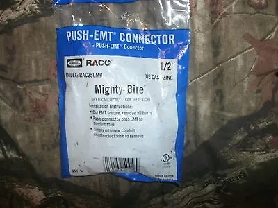 NEW~QTY (5) Raco Hubbell EMT Mighty Bite Push-to-Connectors 1/2  Rac250MB (B102) • $5.99