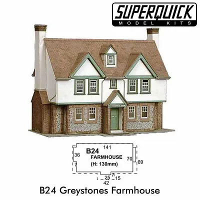 GREYSTONES FARMHOUSE 1:72 OO HO Gauge Railways Building Series B B24 SuperQuick • £8.96
