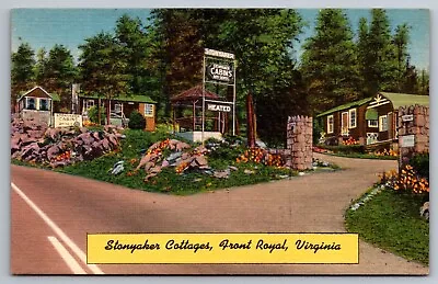 Postcard Front Royal VA Virginia Stonyaker Cottages Shenandoah River Cabins • $9.99
