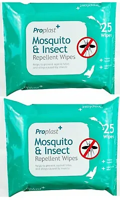 £5.49 • Buy 2 Pack Mosquito & Insect Midge Repellent Wipes Tropical Formula Bite Deet Free