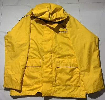 $79 • Buy West Marine Boating / Fishing Yellow Hooded Waterproof Men's Jacket Size Large
