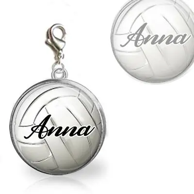 Personalized Volleyball Glass Dome Clip On Charm Handmade Quality Jewelry • $10.95