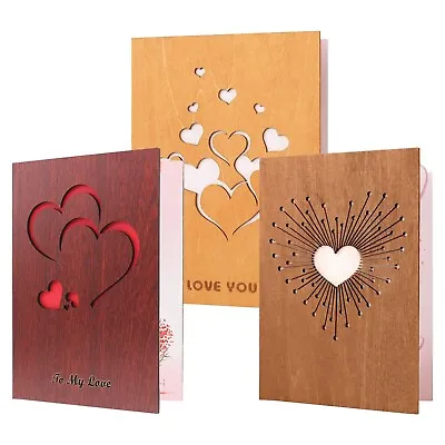 Wooden Love Greeting Cards For Him Her Birthday Anniversary Wedding Valentines • £17.49