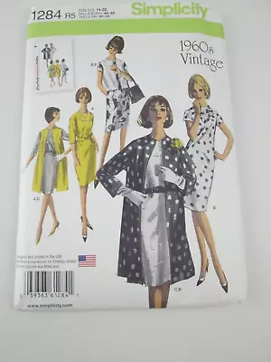 Simplicity 1284 Vintage Reissue Dress Unlined Coat Vest Pattern Siz 14-22 Uncut • $11.95