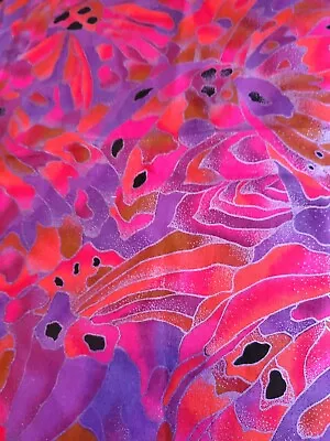 Retro Sewing Fabric Designer Butterfly Wing Red Orange Purple 16x45  Cotton • $5.18