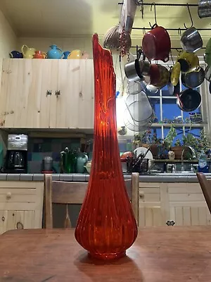 Vintage Le Smith MCM Amberina Swung Glass Vase • $150