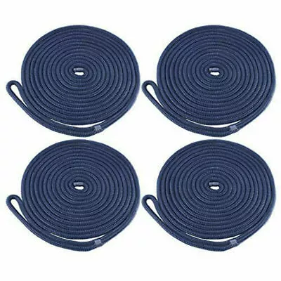 $30.99 • Buy 4PCS 1/2 ×25 FT Double Braid Nylon Boat Dock Line Marine Mooring Rope Navy Blue