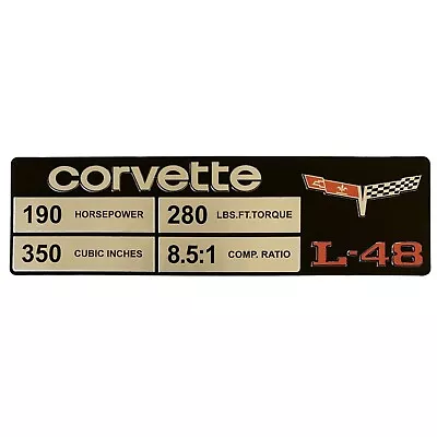 C3 Corvette Spec Data Plate Embossed Scratch-Resistant Aluminum L-48 Engine 1980 • $43.94