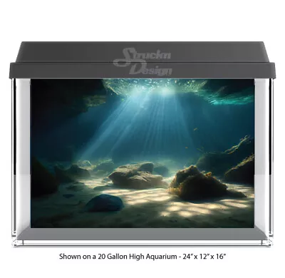 $33.50 • Buy Underwater Cave Sandy Polyester Fish Tank Glass Backdrop Aquarium Background