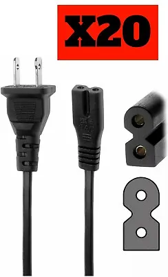 NEW-Lot 20 US 2 Prong Pin 8ft Polarized Power Cord Cable AC TV 300V 18AWG NISPT • $30