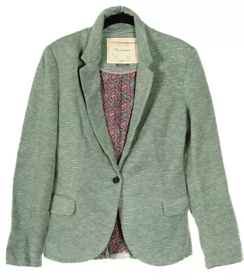 Cartonnier Women’s Blazer Medium Green Knit One Button Long Sleeve Pockets Lined • $15.99