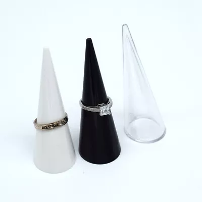 Acrylic Finger Ring Holder Mini Jewelry Display Stand Transparent White Black X2 • $6.95