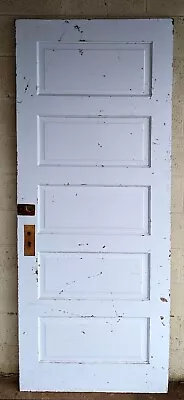 32 X81.5  Antique Vintage Old Salvaged SOLID Wood Wooden Interior Door 5 Panels • $249.99