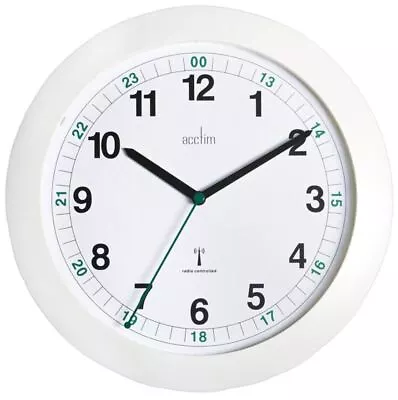 ACCTIM - Milan 25.5cm Radio Controlled Analogue Wall Clock - White • £38.20