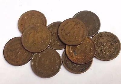 10 X MEXICO 1 ONE CENTAVO Coins Vintage Bronze 1905-1949 Type KM#415 Mixed Lot • $3.95