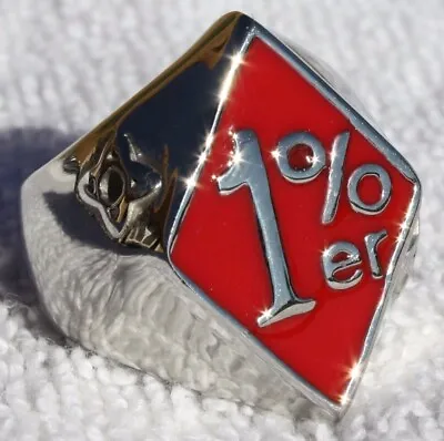 1% Er One Percent Red Outlaw Biker RingStainless  789101112131415 • £15.43