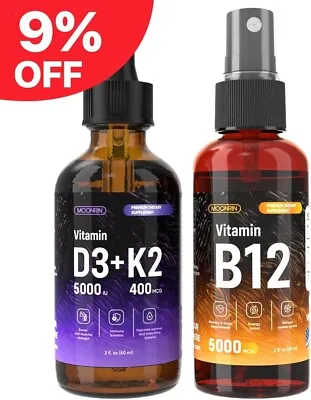 Vitamin B12 5000mcg Sublingual Spray + Vitamin D3 And K2 Liquid Drops • $23.99