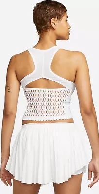 $68 Nike Court Dri-FIT Slam Women's Medium White Tennis Tank Top Vest DV3046-100 • $48