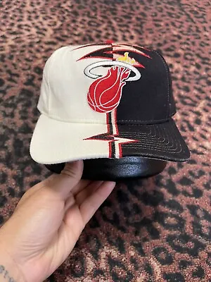 Vintage 90s STARTER MIAMI HEAT Shockwave Hat Cap Red Black Adjustable Strapback • $750