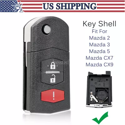 For Mazda 2 3 5 CX7 CX9 Flip Remote Key Fob Case Shell Blade 3Button Replacement • $9.99