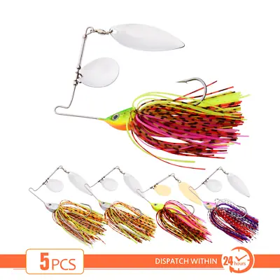 $14.99 • Buy 5x 15g 20g Spinner Bait Metal Double Blade Spinnerbaits Lures Bass Trout Salmon