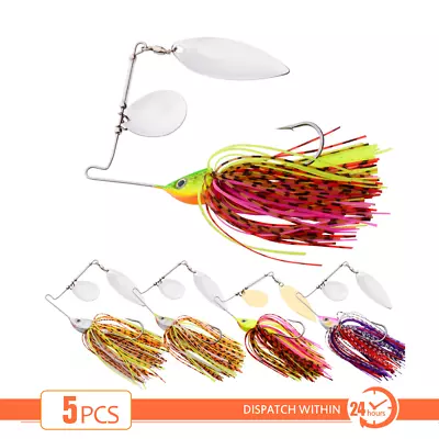 5x 15g 20g Spinner Bait Metal Double Blade Spinnerbaits Lures Bass Trout Salmon • $14.99