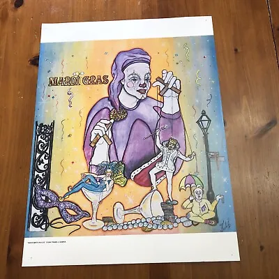 VINTAGE 1995 MARDI GRAS “When Mirth Rules” 18 X  24 Gerbia POSTER NEW ORLEANS • $15